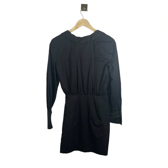 Zara Collared Long Sleeve Poplin Mini Shirt Dress in Black Size S - Picture 12 of 14